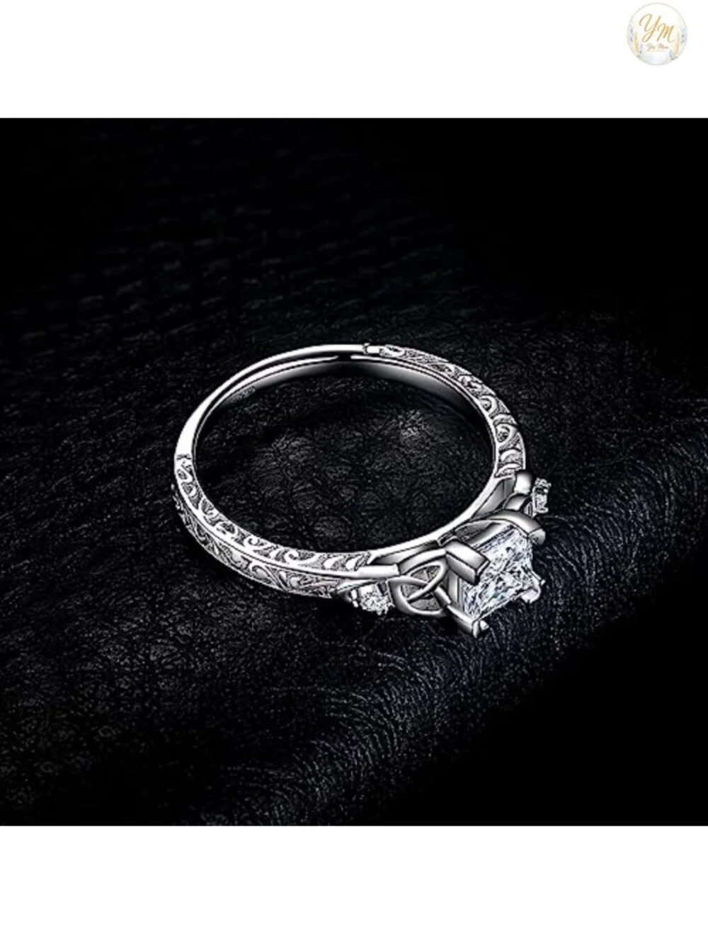 Vintage Celtic Knot 1.2ct CZ Solitaire Ring Sterling Silver